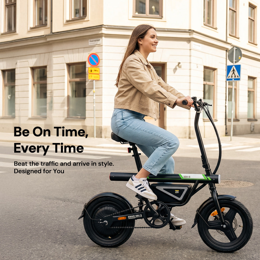 iScooter EB1S Compact City Electric Bike | 250W, Top Speed 15.5mph, Pedal Assist, App Control, Folding
