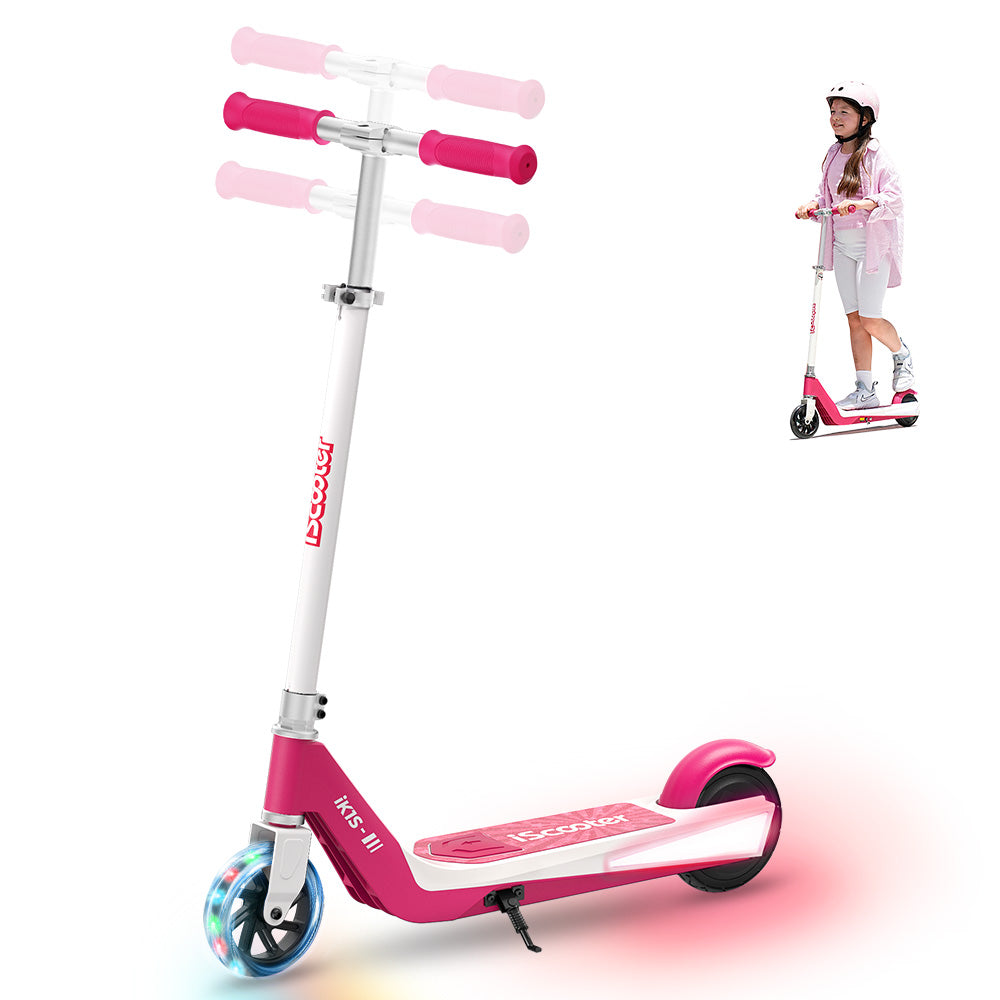 iScooter iK3Pro Kids Electric Scooter | Height-Adjustable, Colourful LED Lights, Top Speed 6mph, Ages 4+
