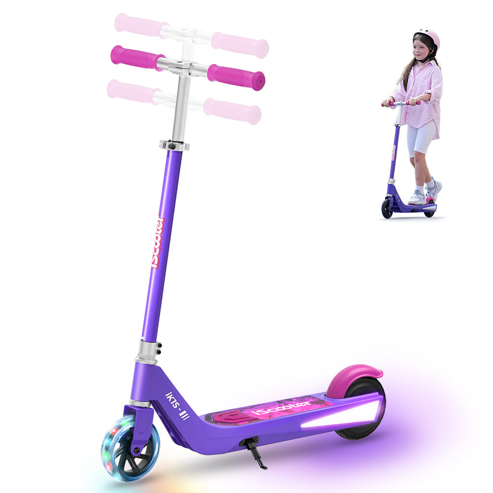 iScooter iK3Pro Kids Electric Scooter | Height-Adjustable, Colourful LED Lights, Top Speed 6mph, Ages 4+
