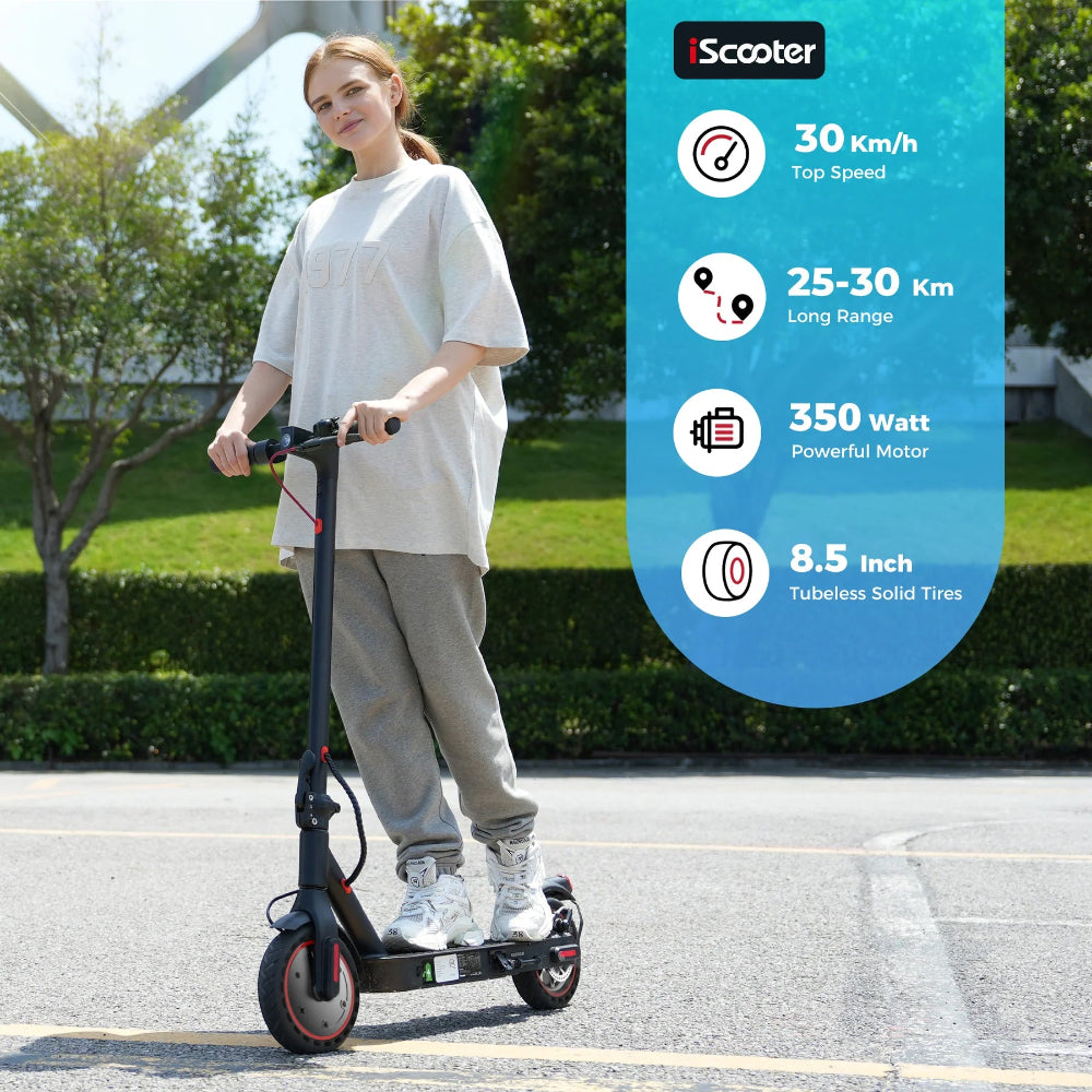 iScooter i9 Folding Electric Scooter for Adults | 350W, Top Speed 18mph, 18-Mile Range, 8.5" Tyres, 12.5kg