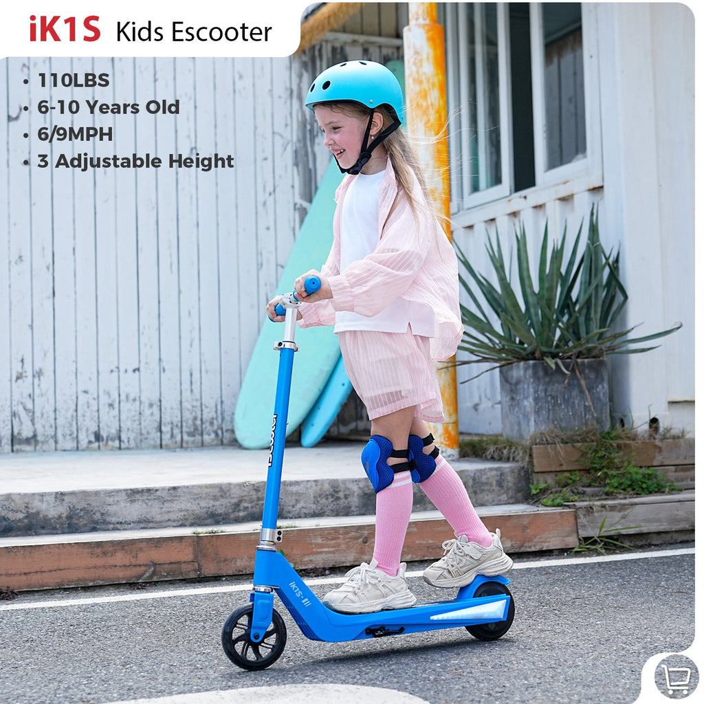 iScooter iK3Pro Kids Electric Scooter | Height-Adjustable, Colourful LED Lights, Top Speed 6mph, Ages 4+